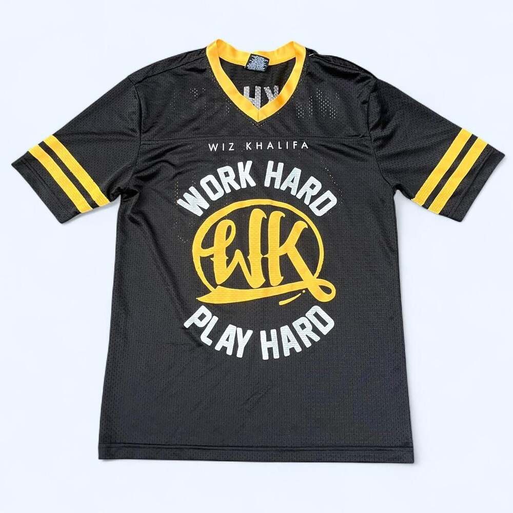 Wiz Khalifa Work Hard Play Hard Football Jersey Black Size M
